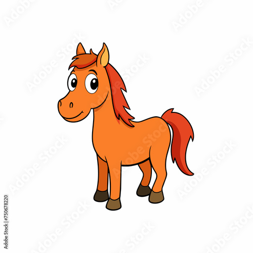 Horse colt filly mare stallion bronco foal gelding mustang nag plug pony steed animal pet vector illustration draw cartoon pretty cute © Gleb