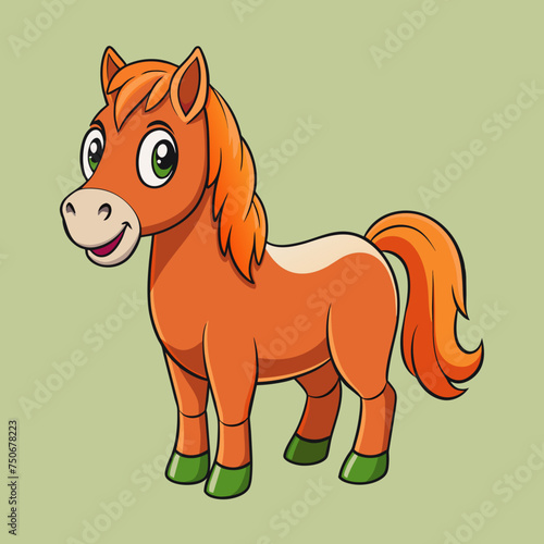 Horse colt filly mare stallion bronco foal gelding mustang nag plug pony steed animal pet vector illustration draw cartoon pretty cute