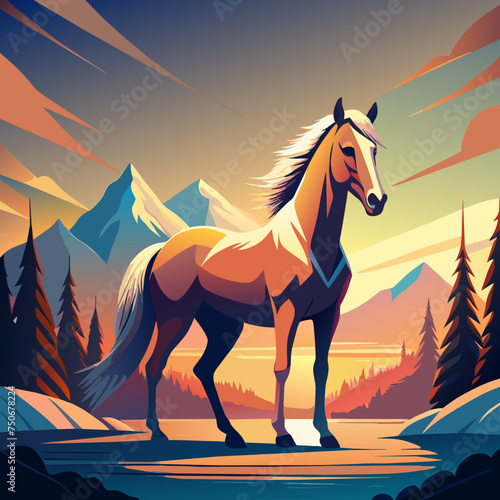 Horse colt filly mare stallion bronco foal gelding mustang nag plug pony steed animal pet vector illustration draw cartoon pretty cute photo