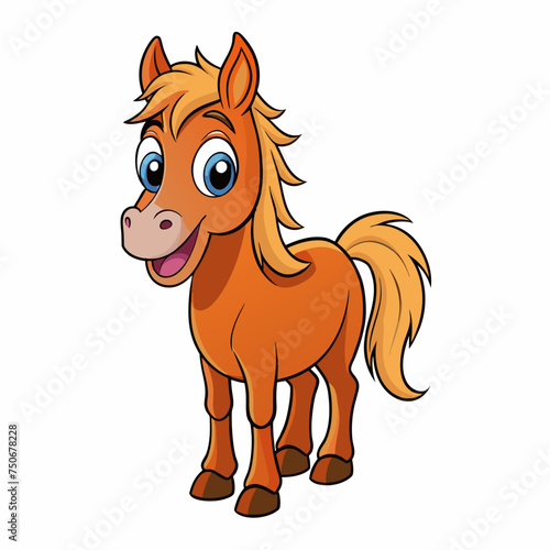Horse colt filly mare stallion bronco foal gelding mustang nag plug pony steed animal pet vector illustration draw cartoon pretty cute