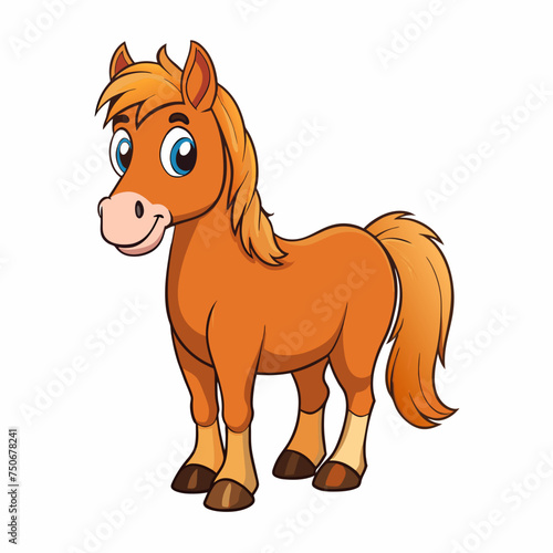 Horse colt filly mare stallion bronco foal gelding mustang nag plug pony steed animal pet vector illustration draw cartoon pretty cute