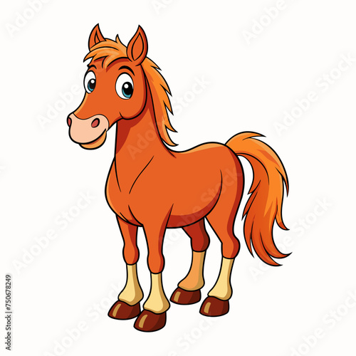 Horse colt filly mare stallion bronco foal gelding mustang nag plug pony steed animal pet vector illustration draw cartoon pretty cute