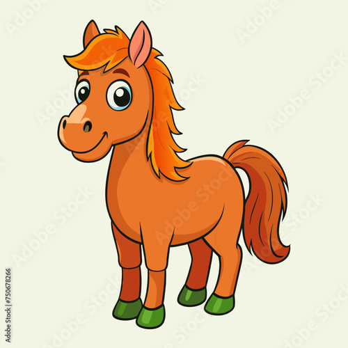 Horse colt filly mare stallion bronco foal gelding mustang nag plug pony steed animal pet vector illustration draw cartoon pretty cute