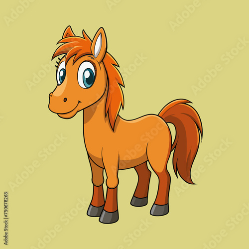 Horse colt filly mare stallion bronco foal gelding mustang nag plug pony steed animal pet vector illustration draw cartoon pretty cute