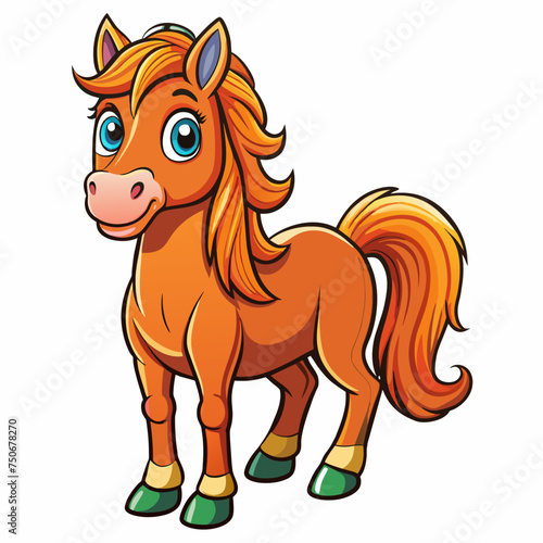Horse colt filly mare stallion bronco foal gelding mustang nag plug pony steed animal pet vector illustration draw cartoon pretty cute