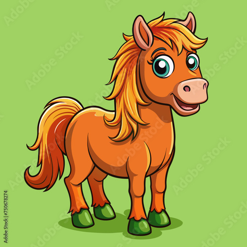 Horse colt filly mare stallion bronco foal gelding mustang nag plug pony steed animal pet vector illustration draw cartoon pretty cute