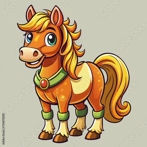 Horse colt filly mare stallion bronco foal gelding mustang nag plug pony steed animal pet vector illustration draw cartoon pretty cute