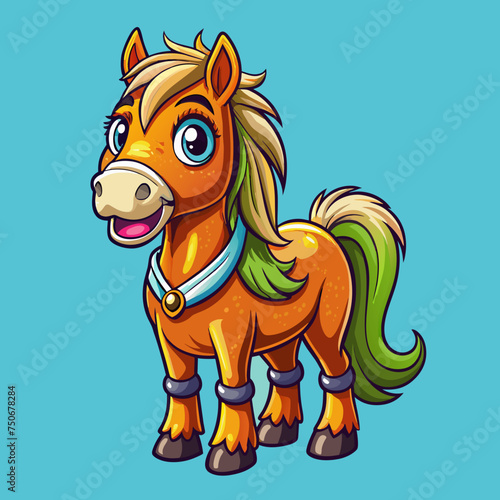 Horse colt filly mare stallion bronco foal gelding mustang nag plug pony steed animal pet vector illustration draw cartoon pretty cute