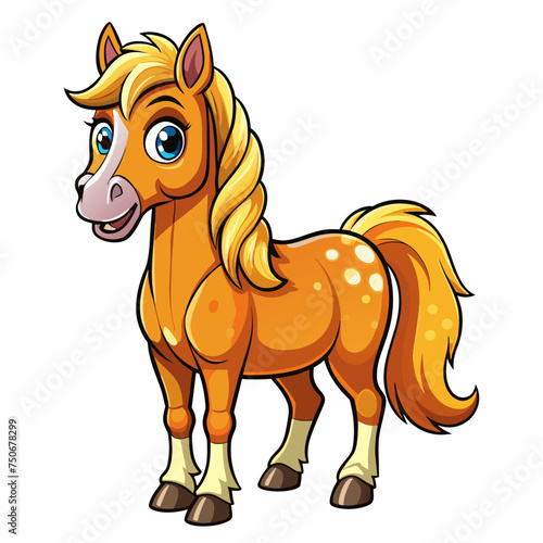 Horse colt filly mare stallion bronco foal gelding mustang nag plug pony steed animal pet vector illustration draw cartoon pretty cute