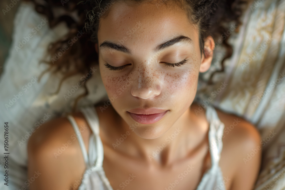 Ethereal Reflections A Top-Down Portrait of Tranquility and Contemplation in Soft Natural Light Ethereal Reflections A Top-Down Portrait of Tranquility and Contemplation in Soft Natural Light