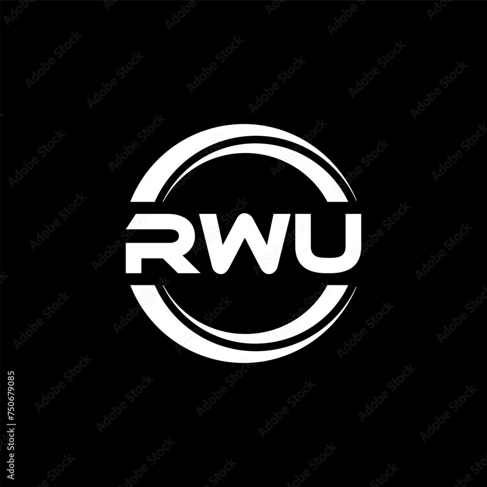 RWU letter logo design with black background in illustrator, vector logo modern alphabet font overlap style. calligraphy designs for logo, Poster, Invitation, etc. RWU letter logo design with black background in illustrator, vector logo modern alphabet font overlap style. calligraphy designs for logo, Poster, Invitation, etc.