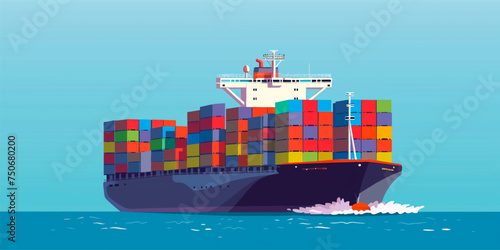 Cargo ship container in the ocean transportation, shipping freight transportation.