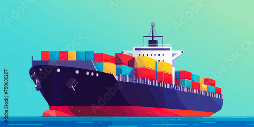 Cargo ship container in the ocean transportation, shipping freight transportation.