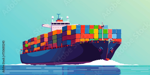 Cargo ship container in the ocean transportation, shipping freight transportation.