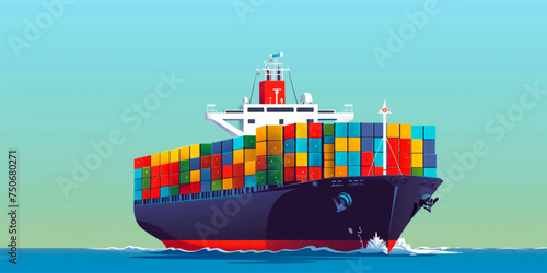 Cargo ship container in the ocean transportation, shipping freight transportation.