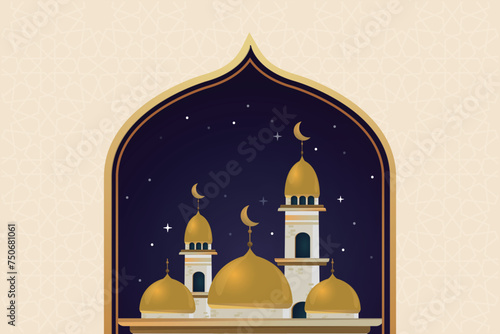 Elegant luxury Ramadhan, Eid Mubarak decorative holiday card