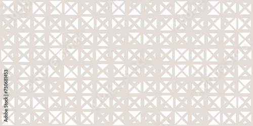 Subtle beige vector seamless pattern with small triangles. Stylish minimalist background with halftone effect, randomly scattered shapes, grid, net, lattice. Simple minimal texture. Repeat geo design
