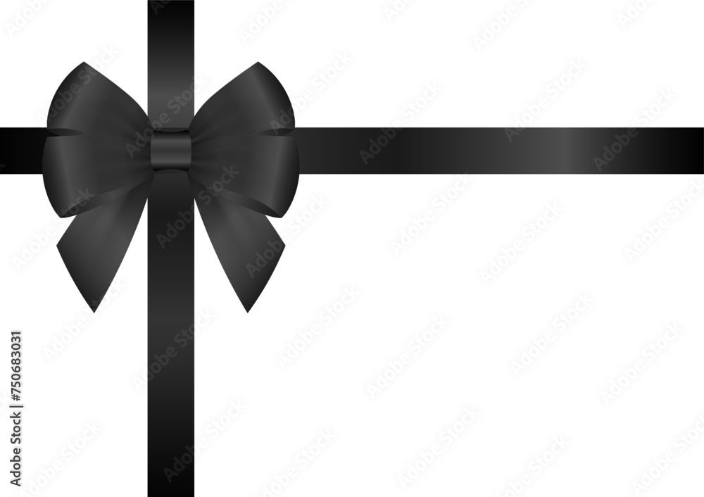 Black Ribbon Bow. Vector Illustration Isolated on White Background. Black Ribbon Bow. Vector Illustration Isolated on White Background.