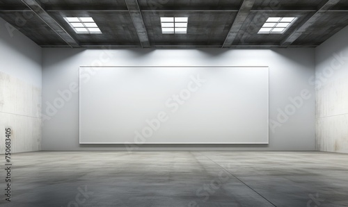 mockup of a empty frame canvas in a contemporary museum 