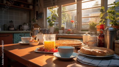 breakfast in morning on kitchen room