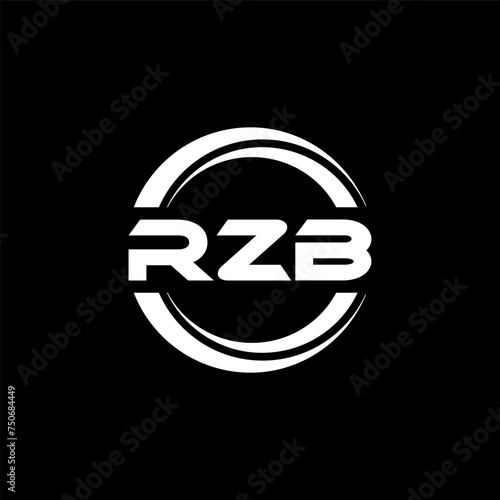 RZB letter logo design with black background in illustrator, vector logo modern alphabet font overlap style. calligraphy designs for logo, Poster, Invitation, etc. photo