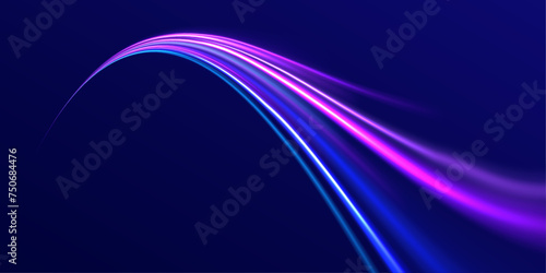 Neon swirls in a big set. Glitter sparkle star trail, light effect, abstract waves flow vector illustration. Sports light lines with neon effect in hay red and pink. 