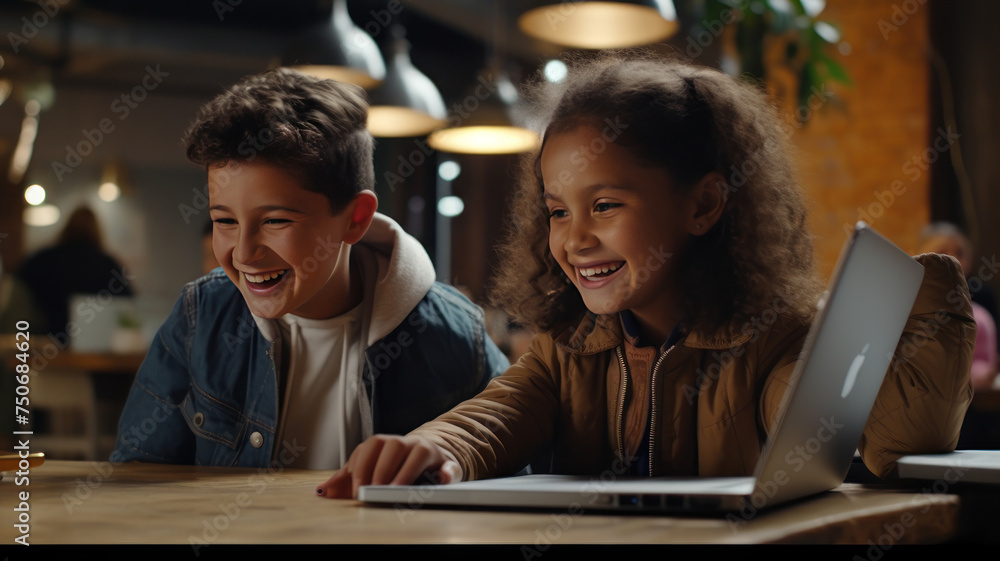 students collaboratively working on homework together, wearing joyful smiles on their faces students collaboratively working on homework together, wearing joyful smiles on their faces