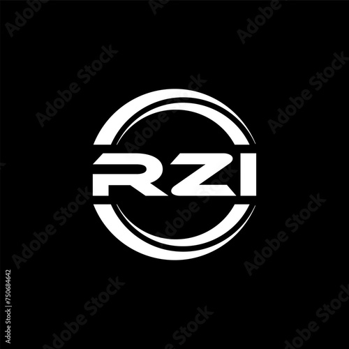 RZI letter logo design with black background in illustrator, vector logo modern alphabet font overlap style. calligraphy designs for logo, Poster, Invitation, etc.