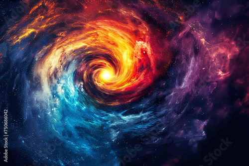 Bright colorful cosmic vortex illustration. 