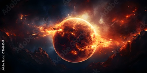 Inferno on an Exoplanet Witnessing the Cosmic Destruction. Concept Space Exploration, Inferno, Exoplanets, Cosmic Destruction, Apocalypse