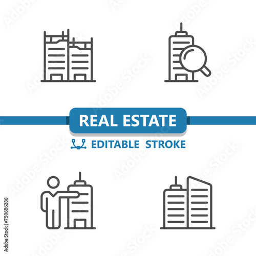 Real Estate Icons. House, Home, Realtor, Construction, Realtor, Apartment Building Icon