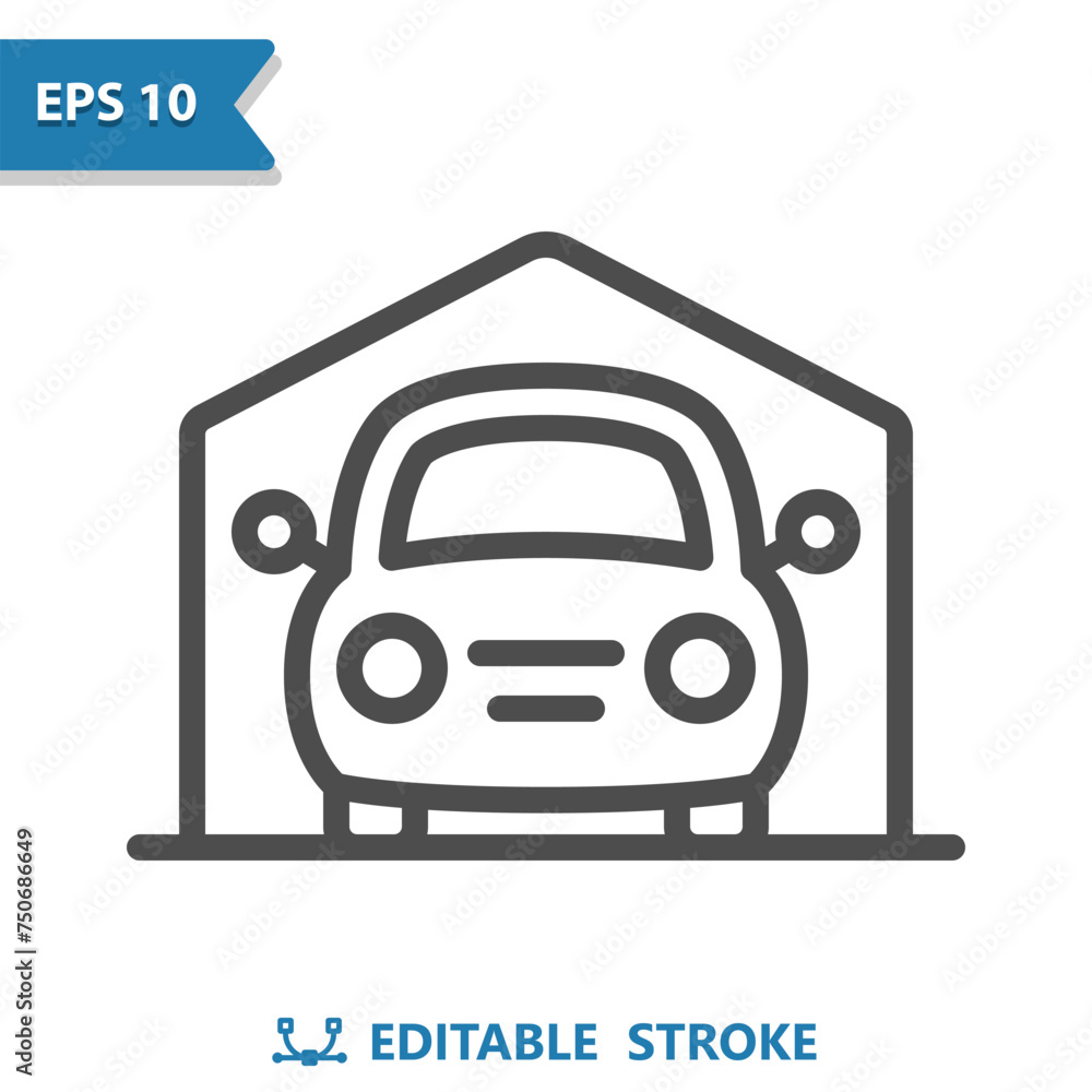 Garage Icon. Car, Vehicle, Auto Repair Shop, Car Park, Parking