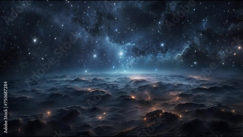 夜空に星が光るファンタジーな風景の背景動画