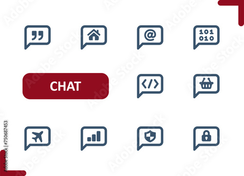 Chat Bubbles Icons. Speech Bubble, Message, Comment, Conversation, Talking, Chat Icon