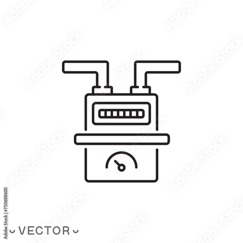 gas meter icon, Gas Gauge Meter, natural gas, thin line symbol isolated on white background, editable stroke  eps 10 vector illustration