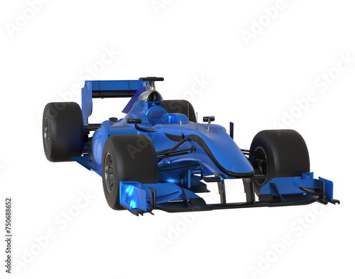 F1 3d race car or Formula 1 race blue detailed car isolated on transparency background. © POSMGUYS