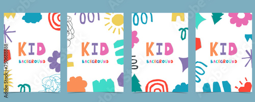 shape paper cut out background with colorful.illustration vector for a4 vertical kid design