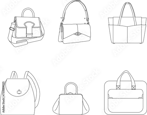 Vector sketch illustration of a branded bag design for fashion, teenage, socialite women