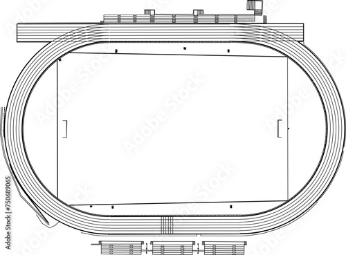Vector sketch illustration design engineering drawing of field architecture for athletic sports
