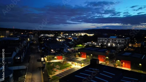 Wallpaper Mural Aerial Footage of Illuminated Watford City of England UK. March 3rd, 2024 Torontodigital.ca