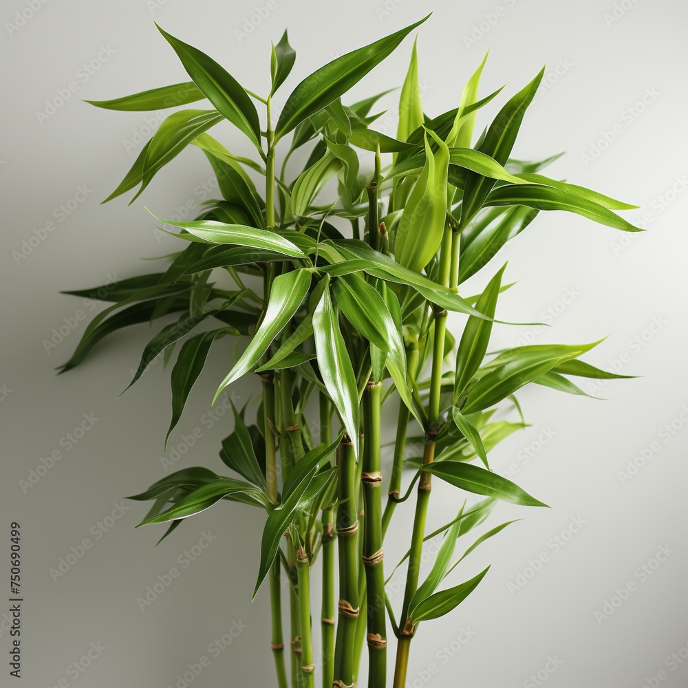 Green bamboo tree on white background