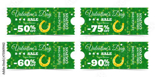 Set of Patrick's Day green vintage big discount coupons