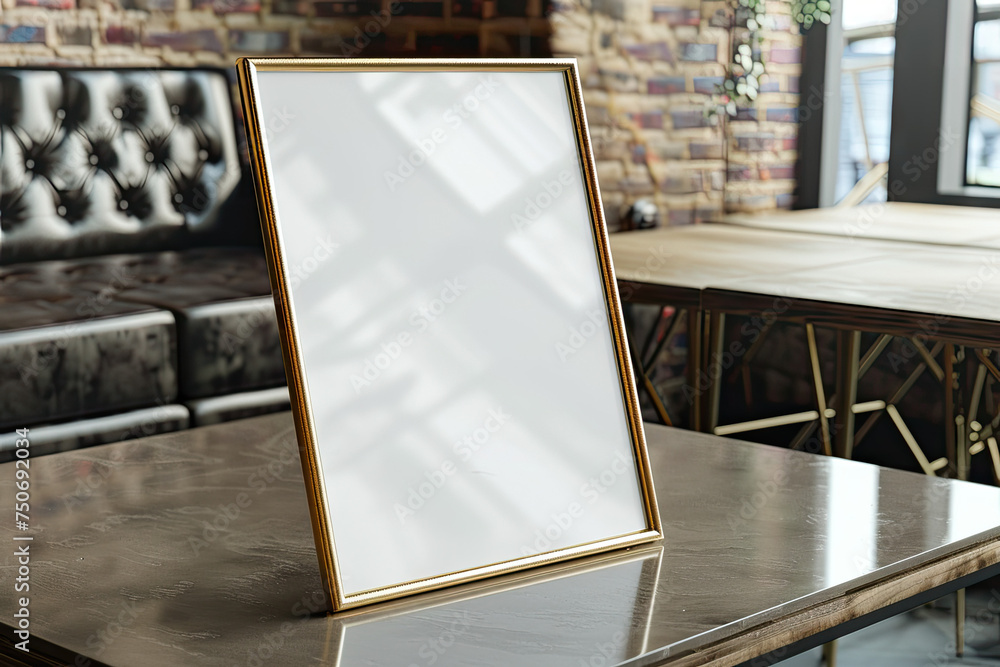 Empty Frame on Wooden Table, Frame blank mock up Empty Frame on Wooden Table, Frame blank mock up