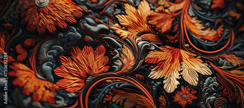 gold floral motif cloth ornament, pattern 19