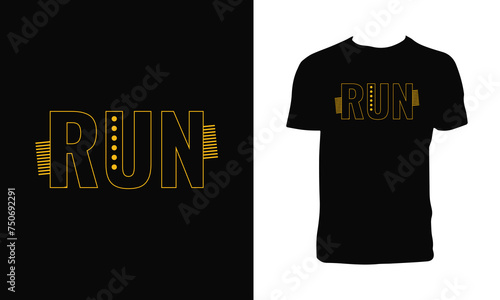 Run Typograph T Shirt Design. 