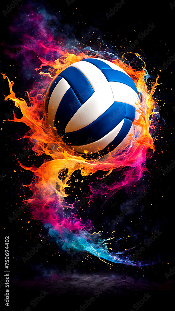 a volleyball on a colored background