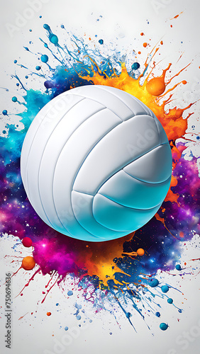 a volleyball on a colored background