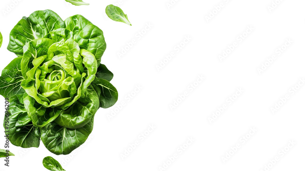 Fresh green lettuce isolated on white background. Top view Fresh green lettuce isolated on white background. Top view