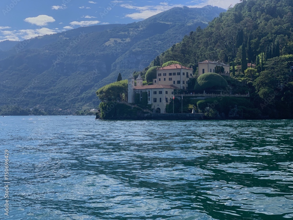 Villa del Balbianello, famous villa in the community of Lennon, seen from Lake Como. Lombardy, Italy.