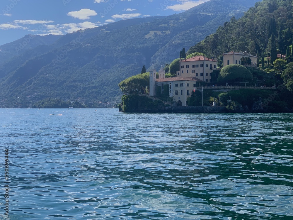 Villa del Balbianello, famous villa in the community of Lennon, seen from Lake Como. Lombardy, Italy.
